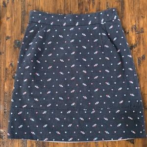 Odille Anthropologie Gray Floral Skirt